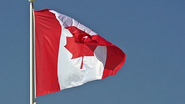 Canadian Flag Waving in the Wind, Slow Motion