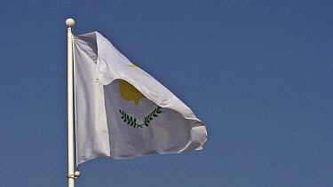 Cypriot Flag Waving in the Wind, Slow Motion