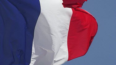French Flag Waving in the Wind, Caen City in Normandy, Slow Motion