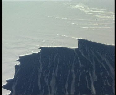 Edge of ice sheet, boundary between ice and water