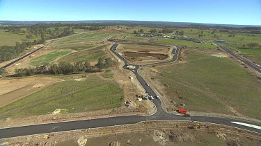 Building construction site, preparing the land. Building the roads