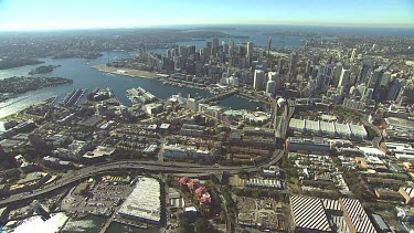 Sydney city CBD Sydney Harbour. From West with Darling Harbour, Convention Centre etc.