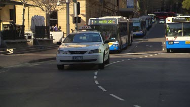 Sydney bus and taxi cab