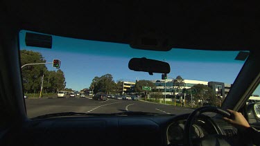 Point of View POV driving in a car, highway