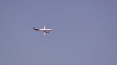 Propeller plane flying