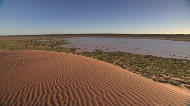 Simpson Desert in flood. Big Red sand dune. WS