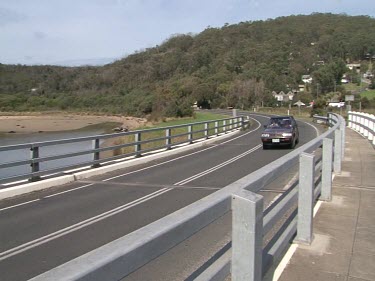 Driving on Great Ocean Road. Road signs, windy road.