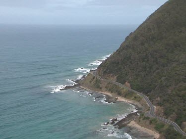 Zoom into road Great Ocean Road, Victoria.