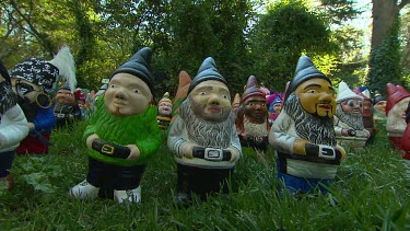 Garden gnomes of different races and types. Two shots