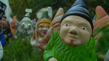 Garden gnomes of different races and types. Two shots