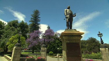 Memorial to Alexander Forrest. Statue in Perth by artist sculptor Pietro Porcelli. Stirling Gardens Perth. Forrest explored areas of Western Australia particularly the Kimberley region, during the 187...