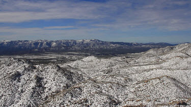 Aerial of Cuyamaca Moutains in Snow, South California