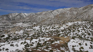 Aerial of Cuyamaca Moutains in Snow, South California