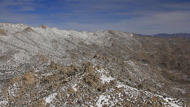 Aerial of Cuyamaca Moutains in Snow, South California