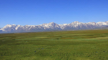 Aerial of Owens Valley Meadows, South California