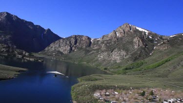 Aerial over Grant Lake, Sierra Nevada Mountains