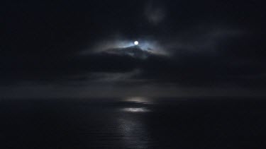 Shafts of light on ocean at night