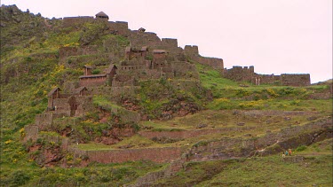 A mountain side fortress in Peru