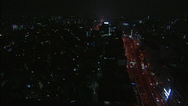 Tokyo at night, filmed from a hight.