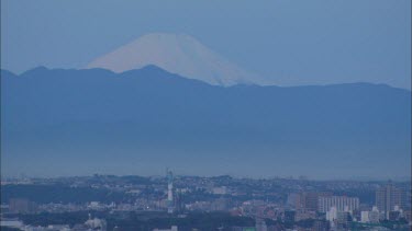 Mount Fuji and Tokyo in the foreground.