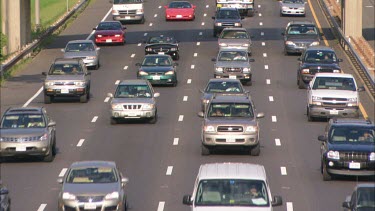 Close-up of traffic moving towards the camera in USA
