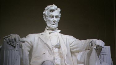 The upper part of the statue of Abraham Lincoln at the Lincoln Memorial in Washington DC