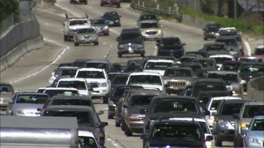 Traffic on Highways, Los Angeles. Heat Haze effect over cars.