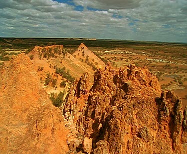 Outback desert red rocky landscape ridge line of mountain