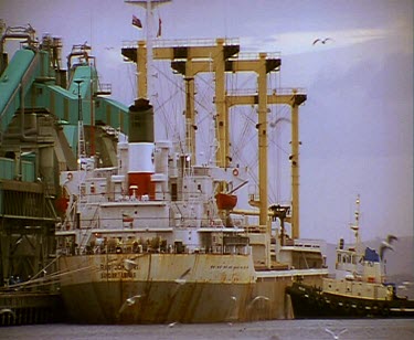 Ship in port. Tug boat
