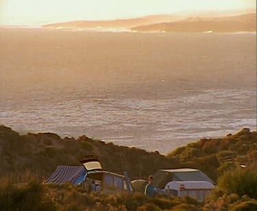 Camping at Cactus Beach. Sunset