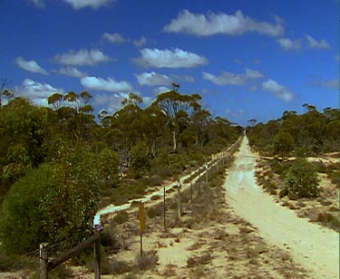Long shot of Dingo fence. Eyre Peninsula. South Australia. The world's longest fence.