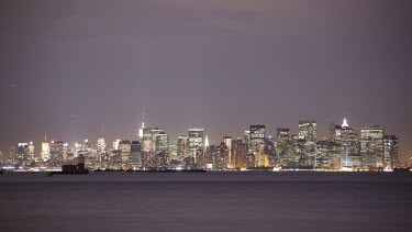 A beautiful timelapse of the Manhattan Island skyline at night.