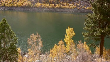 Pristine mountain lake in Fall color