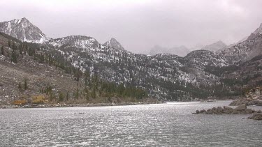 Pristine high Sierra lake in Winter