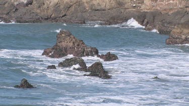 Gentle waves on pristine cove and shoreline