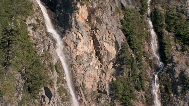 Cascading waterfalls in early spring