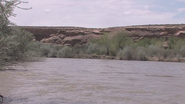 Southwest desert valley river in Spring; San Juan River