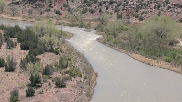 Southwest desert valley river in Spring; Rio Chama