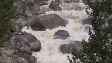 A rushing river in the Rocky Mountains
