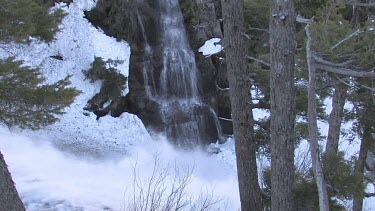 Cascading waterfall in early spring