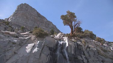 Cascading waterfall in spring