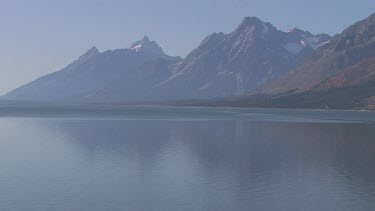 Rocky mountains and large pristine lake
