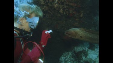 Valerie feeds Moray Eel