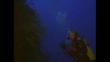 Valerie and Mark swim around fish and coral