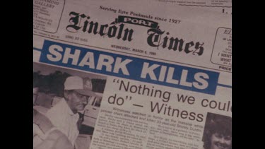 newpaper article, fear of sharks killer sharks