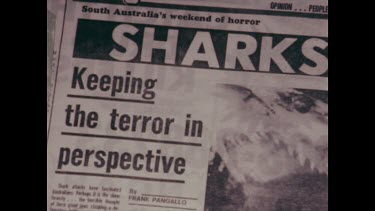 newpaper article, fear of sharks killer sharks