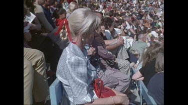 Valerie Taylor sitting in audience at San Diego Seaworld in the 1970s
