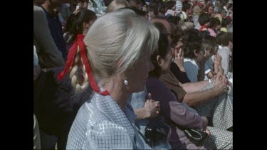 Valerie Taylor sitting in audience at San Diego Seaworld in the 1970s