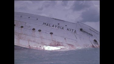closeup of Malaysia Kita shipwreck in Singapore Harbour