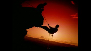 Abseiling, Blue Mountains. Sunset